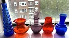 VTG Blenko Pilgrim Mini Handblown Glass Lot 5 Crackle MCM Cobalt Violet Amberina