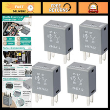 4 Pcs 12V 30A Automotive Relay - 4-Pin Electrical Switch for Cars  Trucks