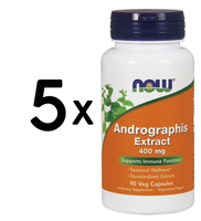 5 X Now Foods Andrographis Extract, 400Mg - 90 Vcaps (279,80 Eur/Kg)