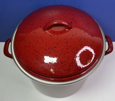 Paula Deen Red Speckled Enameled Stock Pot w/ Lid 12 Quart Heavy