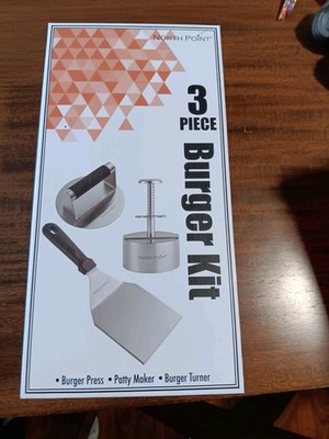 North Point 3-Piece Burger Kit   Burger Press, Patty Maker & Turner   Stainless 