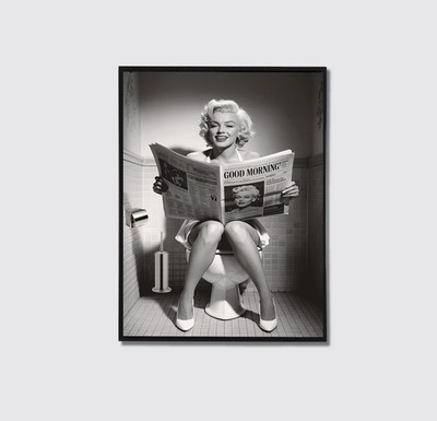 Marilyn Monroe Funny Bathroom Poster   Vintage Hollywood Art Print