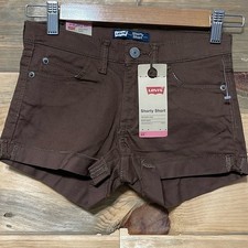 Levi's Girls' Shorts Adjustable Waist Stretch Denim Brown Size: 16