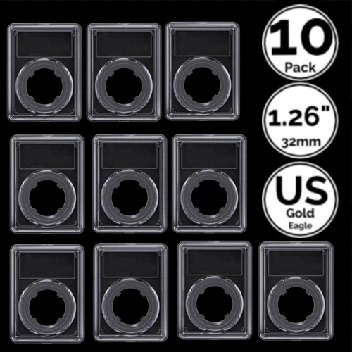 10 Pack 1.26 Inch 32 mm Ring Slab Coin Snap Holders For US Gold Eagle Buffalo