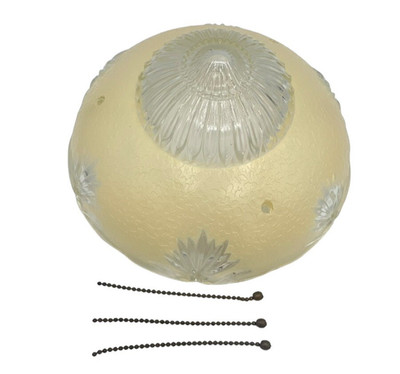 VTG MCM Frosted Cream Glass Ceiling Light Fixture Shade 3 Hole 10.25'' Diameter