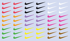 ¡NUEVO! Nike Swoosh 1.5" HTV logotipo planchado | Paquete de 6 | Elige entre 9 colores