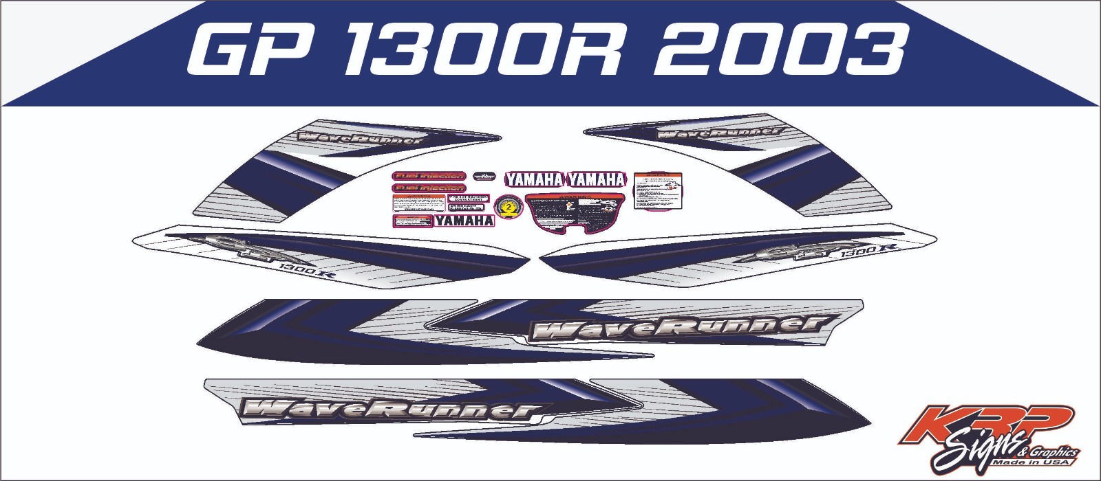 YAMAHA WAVERUNNER GP 1300 R 2003 Graphics / Decal / Sticker Kit  CUSTOM BLUE