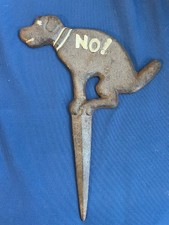 Rustic No Dog Pooping Yard Stake Sign Pet Waste Pee Clean Up A-1 vintage