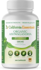 Organic Ashwagandha 1300mg  High Strength Stress Relief Energy Boost  New