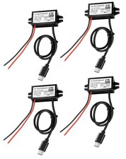 4 PCS DC 12V/24V to 5V USB C Step Down Converter 3A 24W Buck Module