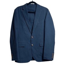J.Crew Ludlow Slim Blazer Navy Baird McNutt Irish Linen Cotton Mens 36R