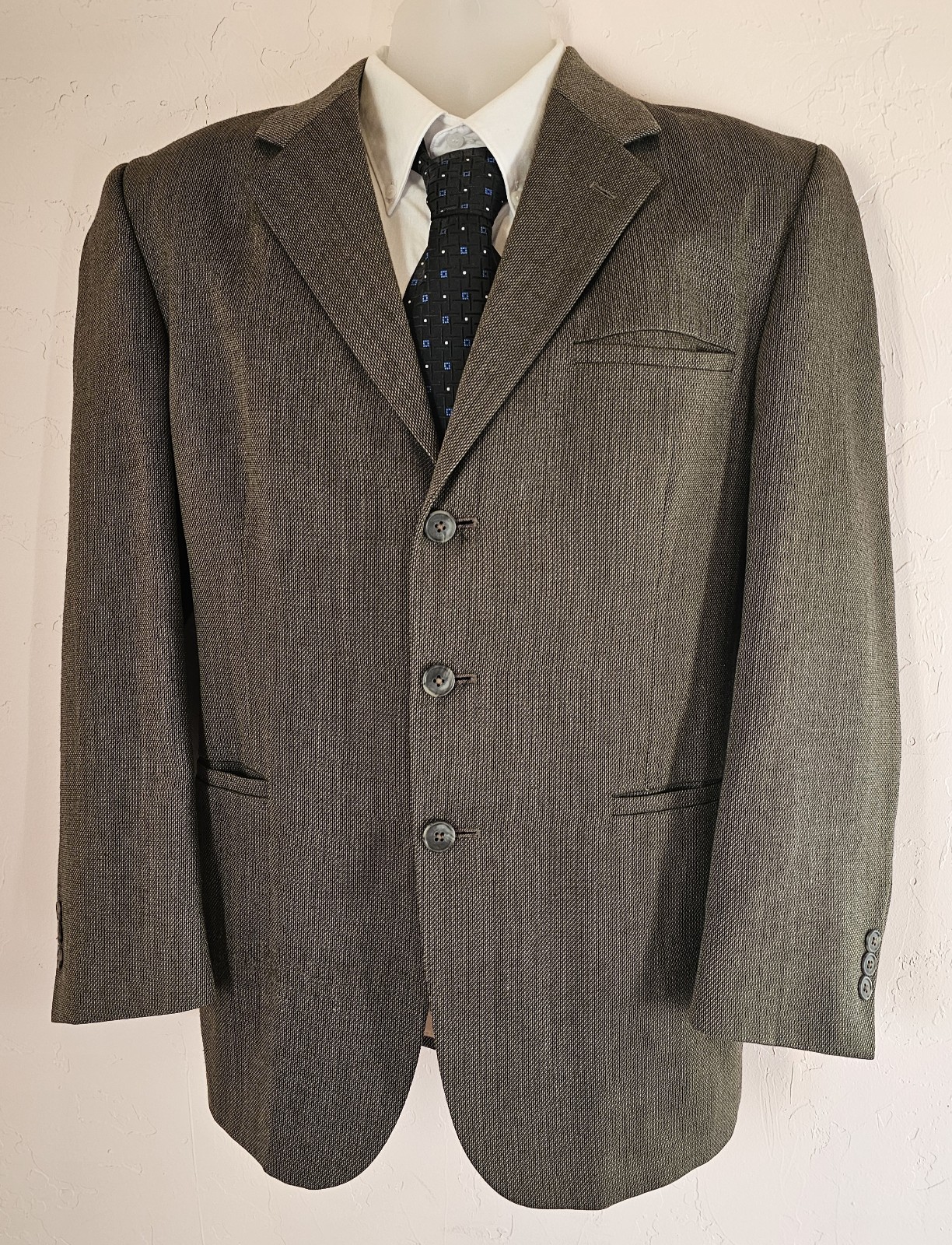 #157 - J FERRAR Men Brown Sport Coat Blazer Suit Jacket Tuxedo 40S 40 S Slim VTG