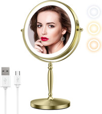 Matekxy 8" Makeup Mirror with Lights, 1X/10X Magnifying Rechargeble Double Sided