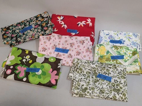 Vintage Fabric Lot 17+ Yards Retro Mid Century Cotton Screen Print Cohama Destas - product listing photo