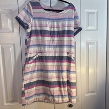 Joules Womens Linen, Cotton Shift Dress - Multi Color. Striped Size 14 Lined