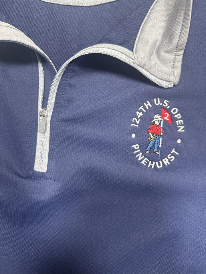 Peter Millar Pullover Men 3XL Blue Performance Quarter Zip US Open Pinehurst - Image 4 of 4