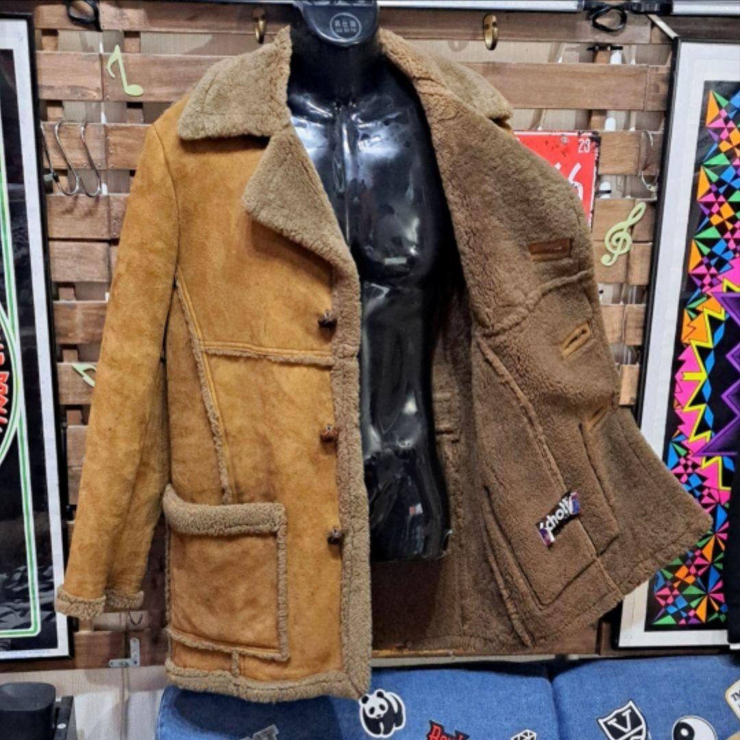 90S Vintage Schott Sheepskin Patchwork Shearling … - image 2