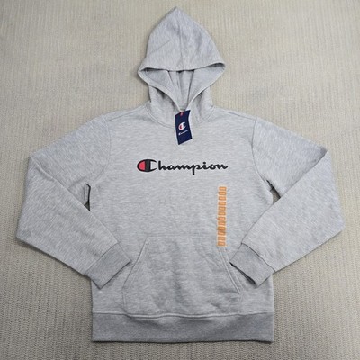 Champion Hoodie Youth 18/20 Gray Oxford Heather Script Logo Pullover Sweatshirt