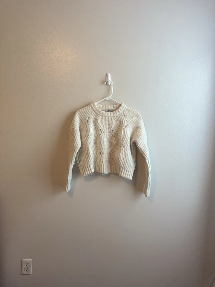 Suéter suéter para mujer Madewell Everett Rib-Play XS en marfil Foto 2 de 4