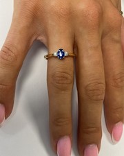 18ct Yellow Gold Sapphire And Diamond 3 Stone Ring Hallmarked