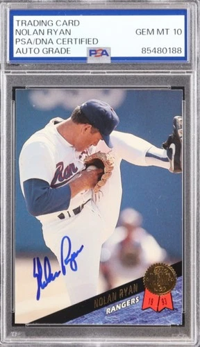 See Description!  Nolan Ryan Signed 1993 Leaf #115, PSA Auto 10