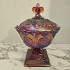 Fenton  Red Carnival 8" Candy Dish w/lid & tag Mike Fenton #674 RARE 1995