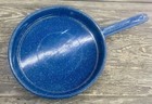 Set of 2 Vintage Blue Speckled Enamelware Camping Skillets / Frying Pans — photo 3