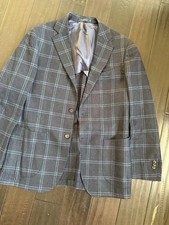 Suitsupply Havana Blazer In Navy Check Drago Wool Size 42R