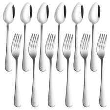 Stainless Steel Dinner Forks and Spoons Set of 12 Heavy-duty Cutlery