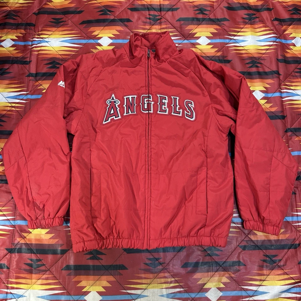 Majestic MLB Anaheim Angels Red Jacket Size Youth Size Medium Full Zip - Image 3 of 4