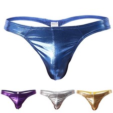 Men's Low Waist Shiny Wet Look Thong Underwear for LINGERIE in Multiple Colors