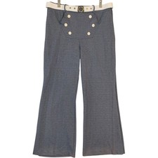 Vintage 60's Hollywood Vassarette Sailor Pants Women 14 High Waist Wide Leg Belt