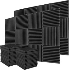 12 72Pcs Acoustic Wall Panels Studio Sound Noise Proofing Insulation Foam Black