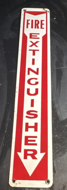 Vintage Metal Fire Extinguisher Sign Red White Arrow Collectible 4” x 18”24 1/2”