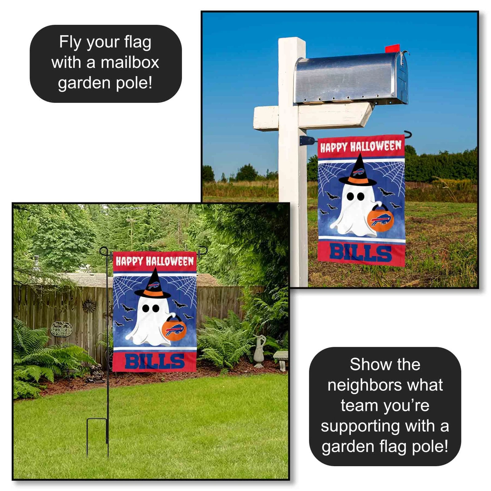 Buffalo Bills Happy Halloween  Garden Yard Banner Flag