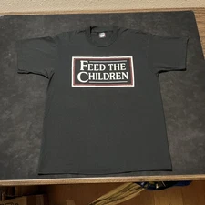Vintage Feed The Children Shirt Mens Large Black Screen Stars Best 90s
