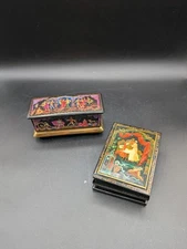 1991 Ardleigh Elliott Porcelain Russian Music Trinket Box + Black Lacquer Box