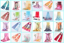 wholesale bulk lot of 12 silky soft chiffon scarves