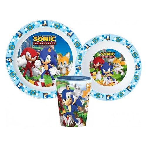 Set Petit Déjeuner 3 Pièces Sonic Plat Verre Et Bol École Asile 3909 - Imagen 1 de 5