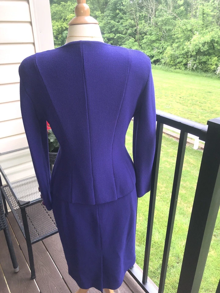 Worldly Things Vintage Purple Wool Skirt Suit Shoulder Pads Womens 8 Wool Italy - Image 2 of 4
