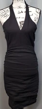 Nicole Miller Collection Bodycon Dress Women's 4 Black Pleated Halter Back Zip
