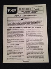 Toro Super Blower Vac Operators Manual Model 51575 51577 850 800 Instructions