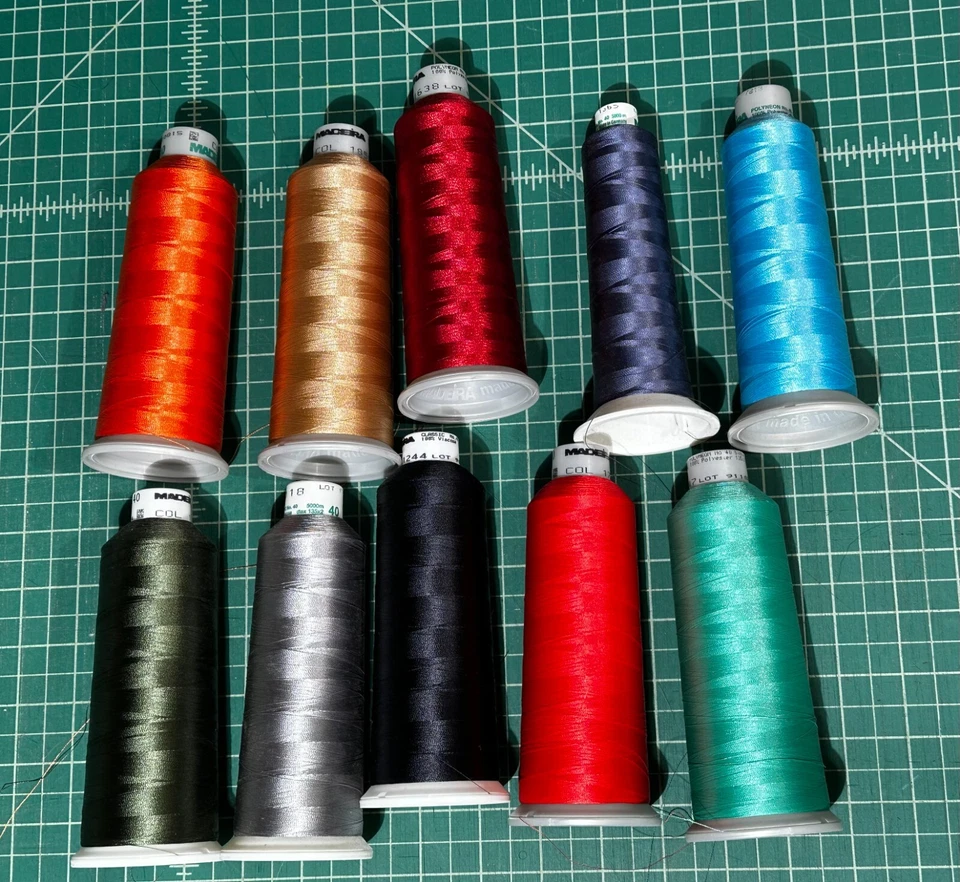 10 mixed Madeira Viscose and Polyneon size 40 large 5000m spools lightly used - Image 2 of 2
