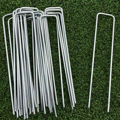100 x METALL BODEN GARTEN LANDSCHAFT UNKRAUT MEMBRAN STOFF RASENHAKEN PICKS HEFTKLAMMERN