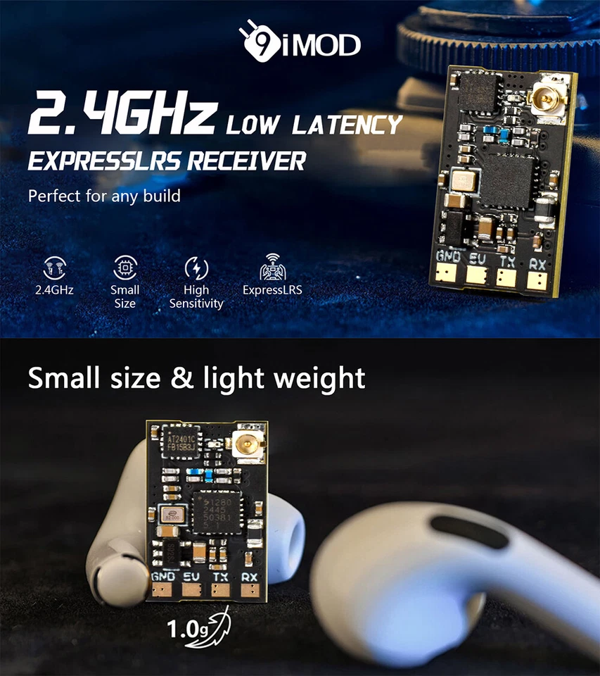 9IMOD 2,4GHz Empfänger ELRS Empfänger 2,4 GHz T Antenne Empfänger für FPV Drone - Bild 2 von 4