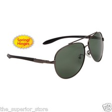 GunMetal Men's Polarized Sunglasses Driving Aviator Outdoor Green Lens- Mod 8094