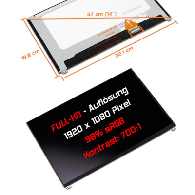 14'' LED Display matt passend für AUO B133HAN03.E (AUO3E3D) 1920x1080 Full HD 