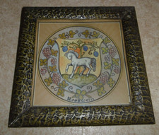 altes Wandbild Bild Roßwein Stadtwappen Wappenschild um 1910 Kunstmaler Fischer