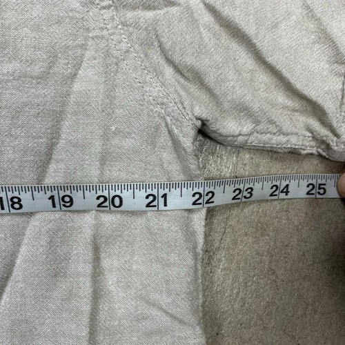 Vintage Haggar Linen camp collar Shirt size large short button beige old money - Picture 6 of 7