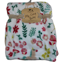 Adirondack My Cozy Baby Unicorn Fleece Blanket Infant Girl Soft Floral White NWT